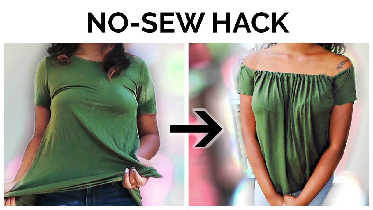 NOSEW DIY Tshirt to Off the Shoulder Top YouTube