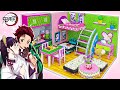 【鬼滅の刃】🌺栗花落 カナヲ x 竈門 炭治郎💥 炭カナのおのミニチュアドールハウスを💕手作りリカちゃんサイズのベッドルーム、リビングルーム、小物を DIY️✨Demon Slayer House🌸