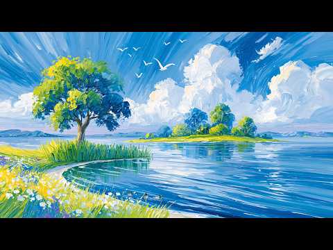 ​Silence of the Painted Lake: Impasto Oil Art & Atmosphere (4K). Visual poetry