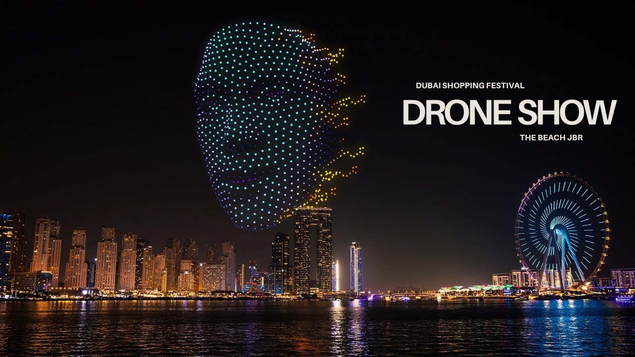 JBR Beach Drone Show 2025 | Dubai Shopping Festival Night Sky Spectacle!