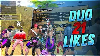 21 LIKES IN A SINGLE DUO RANKED MATCH || BEST RANKED HIGHLIGHTS || FREE FIRE BATTLEGROUND