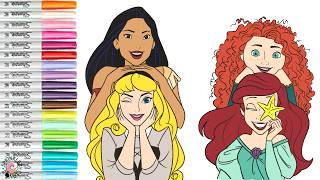 Details Disney Princess Coloring Book Compilation Pocahontas Aurora Merida Ariel Tiana Belle Moana Snow Guide