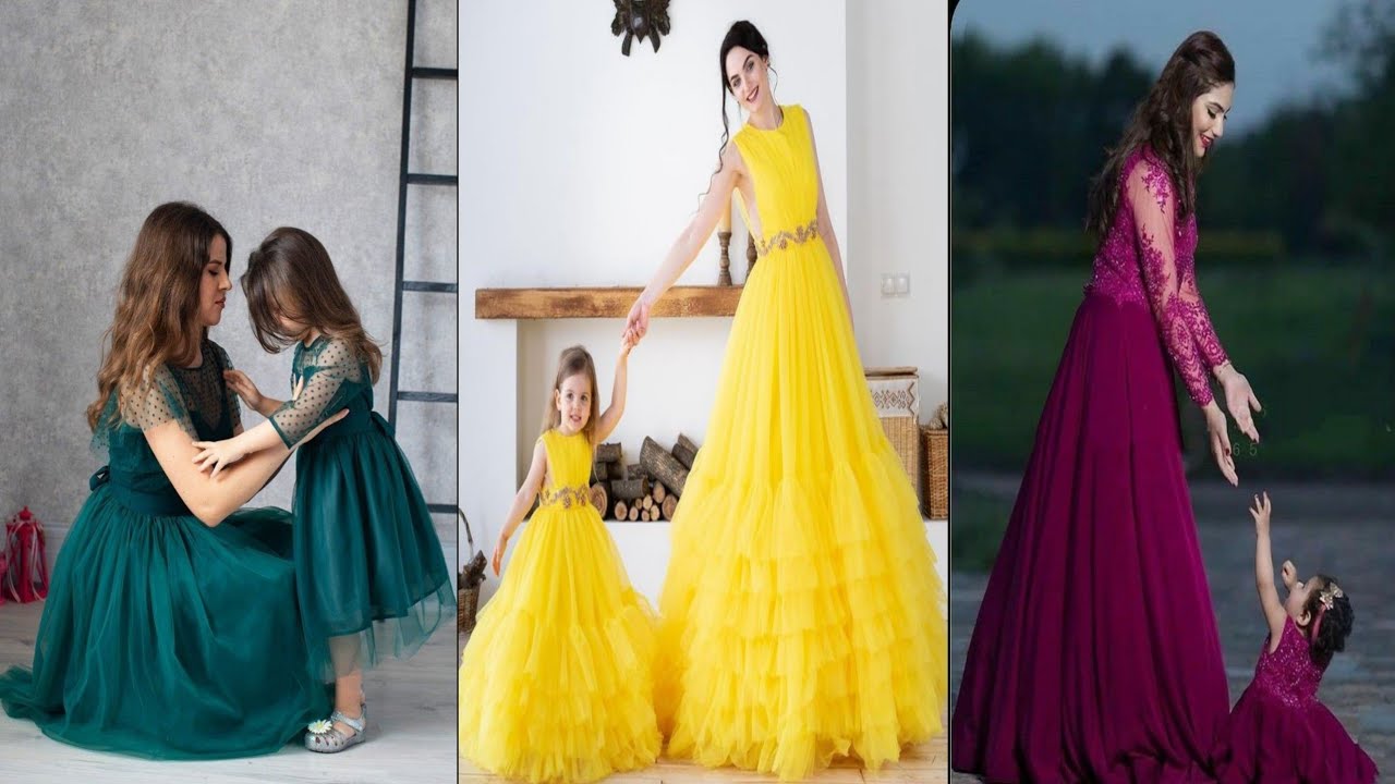 Mom and daughter matching party wear and casual dress designs / Mom and