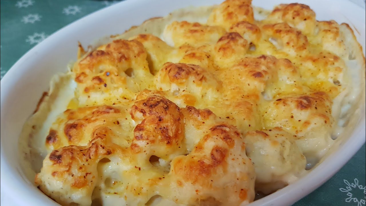 كراتان شفلور(القرنبيط)بأسهل وأسرع صوص بيشاميل Gratin de chou-fleur avec une sauce béchamel express