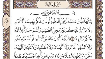 سورة المائدة مكتوبة - الشيخ ياسر الدوسري - بدون إعلانات