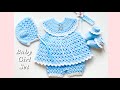 How to crochet this beautiful crochet baby dress set, EASY baby frock VARIOUS SIZES