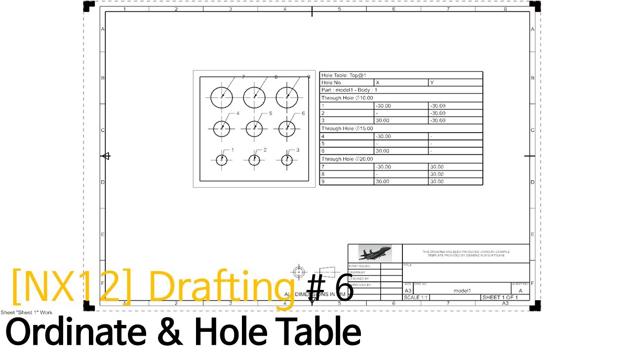 [NX12 모델링 강의] - (Drafting)#6 Ordinate 치수 & Hole Table - YouTube