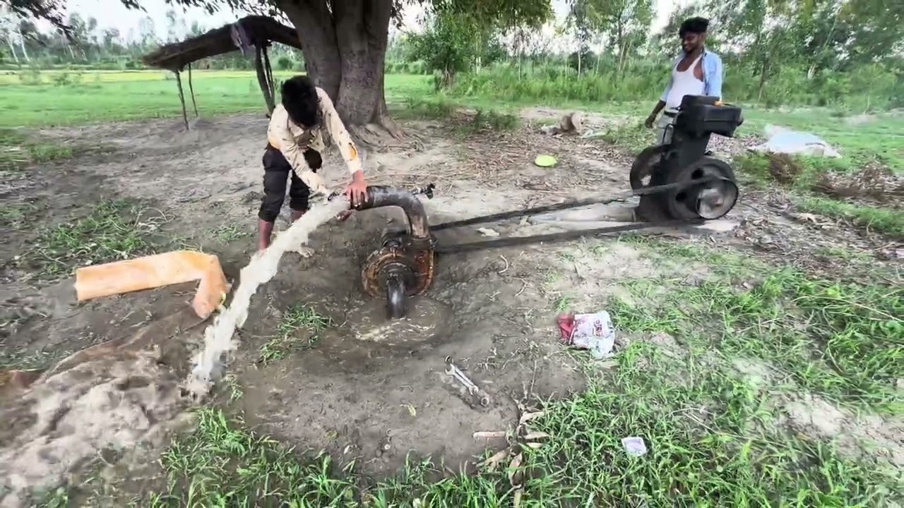 10hp Diesel Engine Water Pump Setup l Water Pump Engine Machine Start 