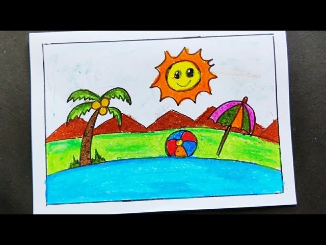 How to Draw Summer Season Beach Drawing for Kids - Vidéo Dailymotion