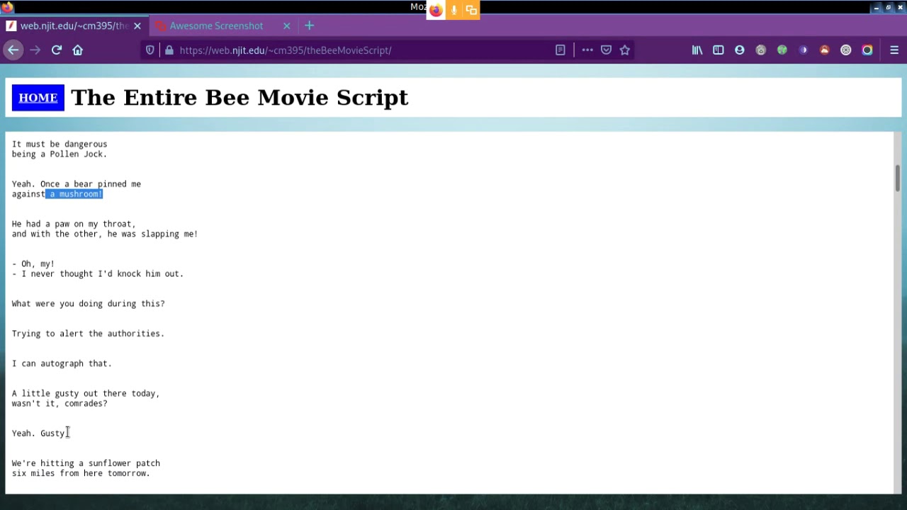 Bee Movie script part one - YouTube