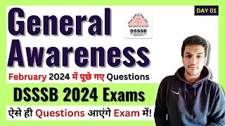 DSSSB 2024 Exams General Awareness Question Asked in February 2024 | PYQ | GK | Day 1 | Kartik
