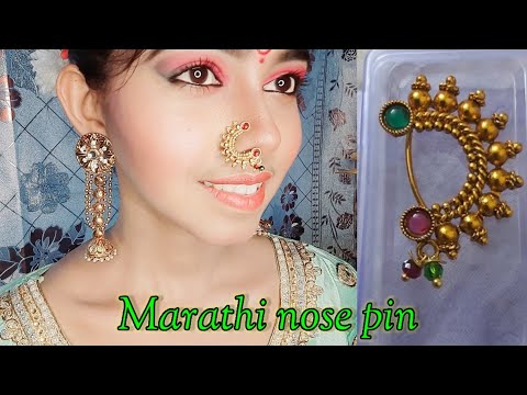 Buy Luv Fashion Maharashtrian jewellery traditional nath nose ring Without  Piercing Marathi Nose Pin For Women And Girls NSP154GR at Amazon.in