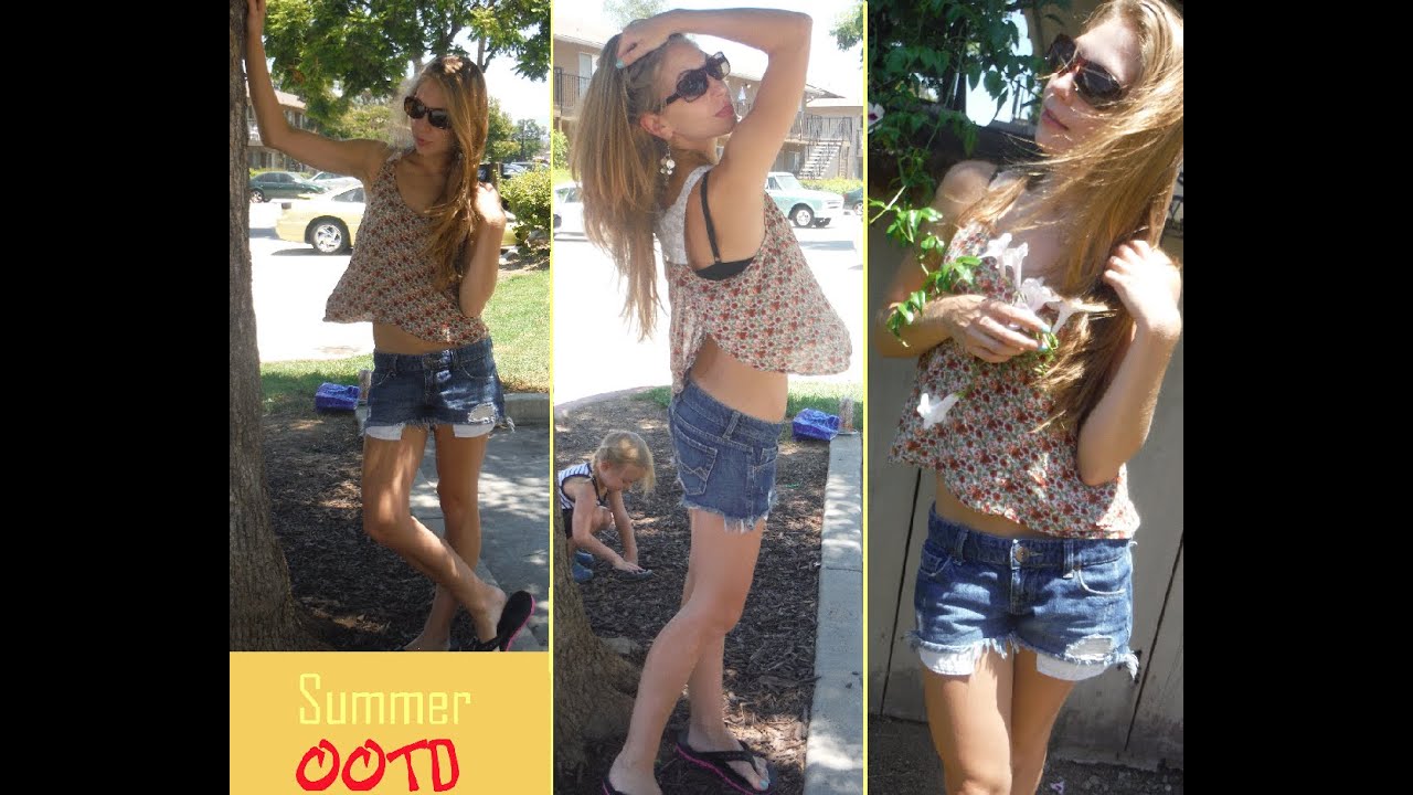 Summer Day OOTD ~ Floral Tank and Ripped Shorts