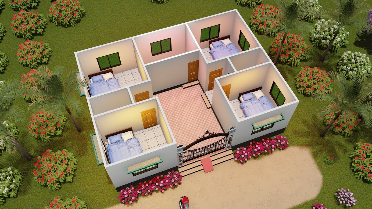 Проект недорогого 4-комнатного дома из жестяного сарая, проект дома из жестяного сарая, повседнев...