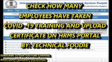 CHECK HOW MANY EMPLOYEES HAVE TAKEN TRAINING AND UPLOAD CERTIFICATE ON HRMS EHRMS IHRMS PORTAL