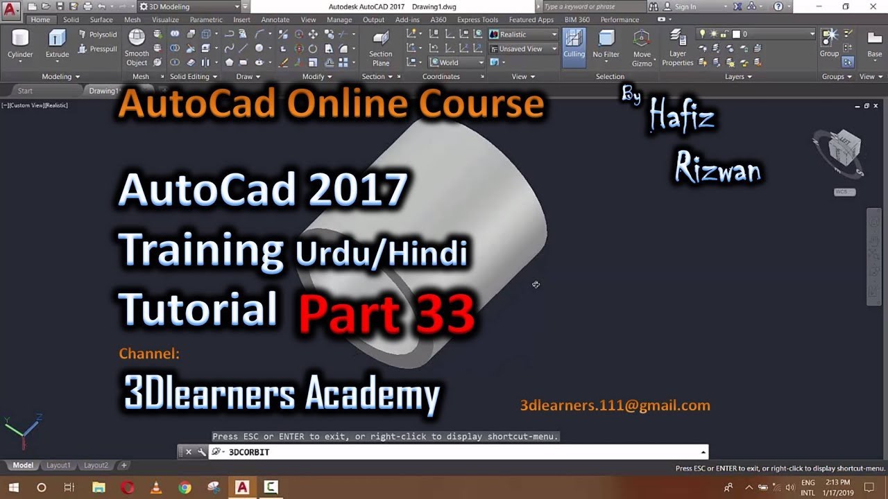 AutoCAD 3D Modeling - Tutorial for Beginners Urdu Hindi Part 33 ...