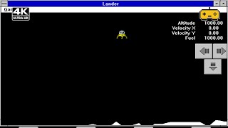 Lander Gameplay (1990) | 10 Minutes of Classic Lunar Lander Fun from Windows 3.1 in 4K