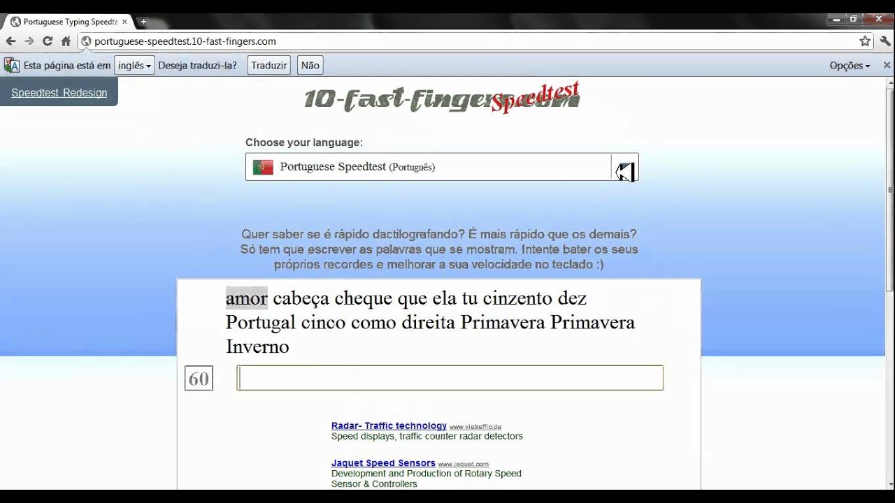 Teste de Digitação de Português
