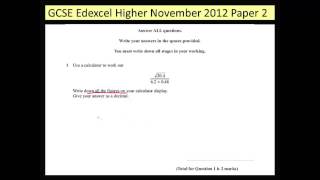 GCSE Edexcel Higher November 2012 Paper 2 Q1