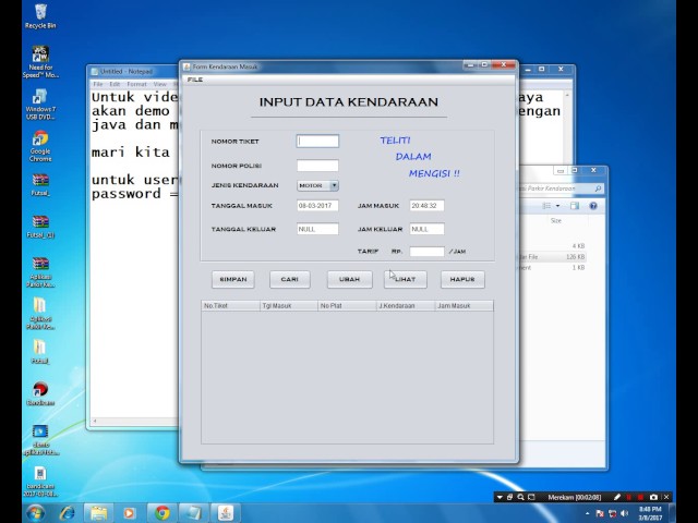 [DEMO] Aplikasi Parkir Kendaraan dengan Java Netbeans dan Mysql