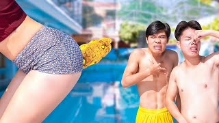 NERF GUNS HOT DOG PRANK BATTLE - Warrior Girl Nerf Guns Fight Criminal UNDERWATER - VTL Nerf War