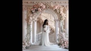Ancient Arch Pink Floral Digital Backdrop Maternity Background Overlay Fine Art Photography