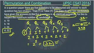 2016 CSAT Permutation, In a question paper there are five questions to be attempted and answer to