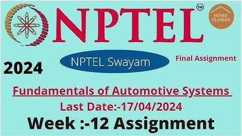 Fundamentals of Automotive Systems  Week-12 // Assignment Solution 2024 // nptel