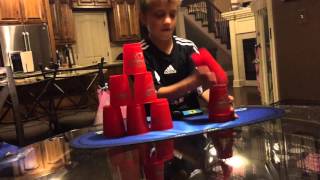 Ian's Newest sport Stacking PR- 12.971 seconds on a cycle- age 8