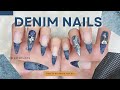 denim nails👖・:*+ デニムネイルのやり方⛓️ Denim Nail Art Tutorial♡