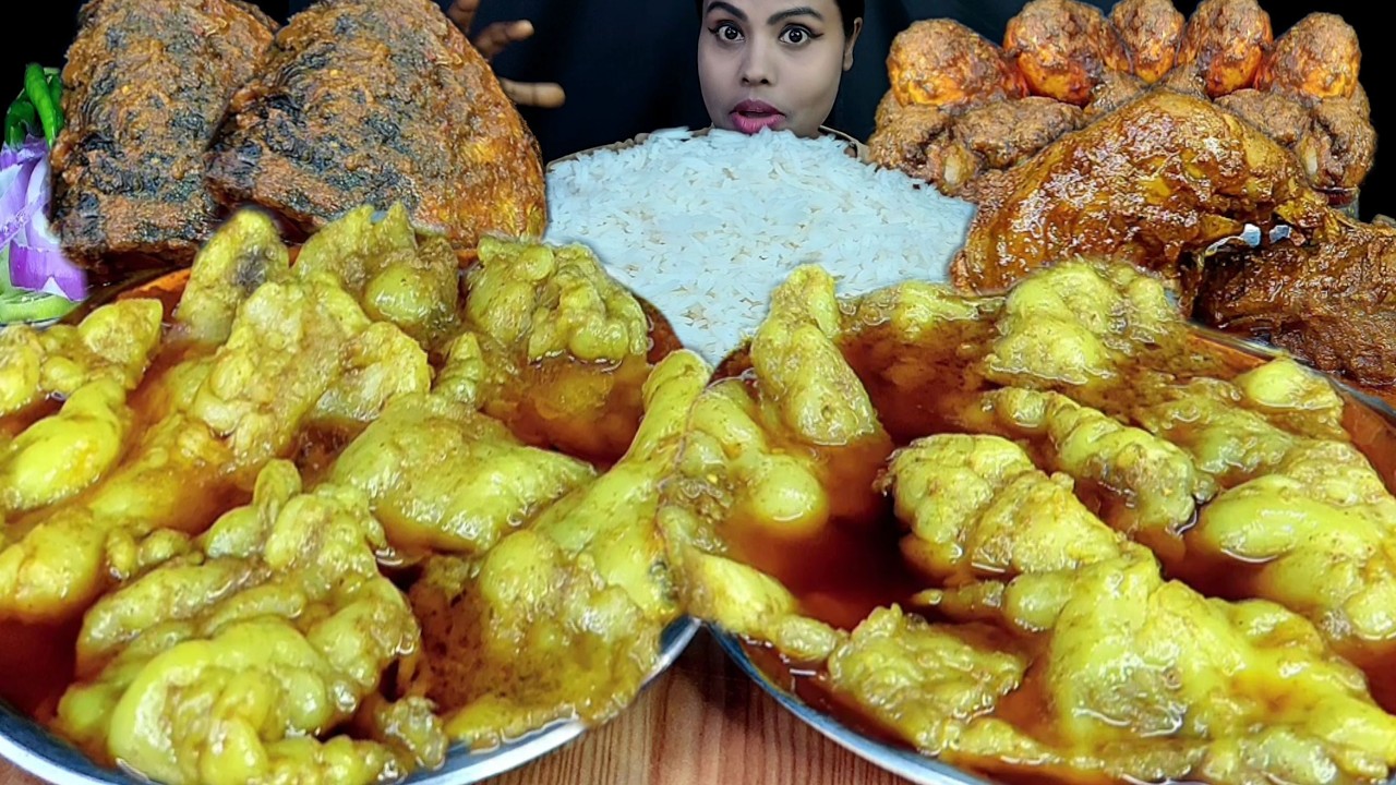 Eating Show Mutton Fat Curry Rice 10 se 20 Pad 💨 Diya🤣  Egg Curry Chicken Curry Fish Curry Fish Head