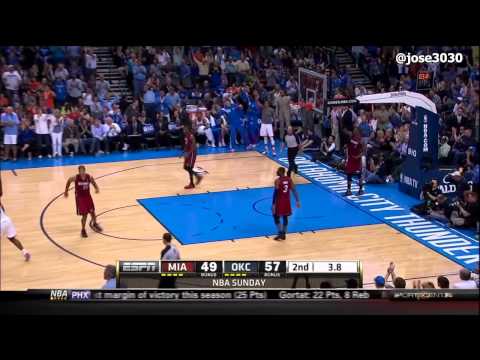 Kevin Durant Drains 3 To End Half - Heat @ Thunder 3/25/2012