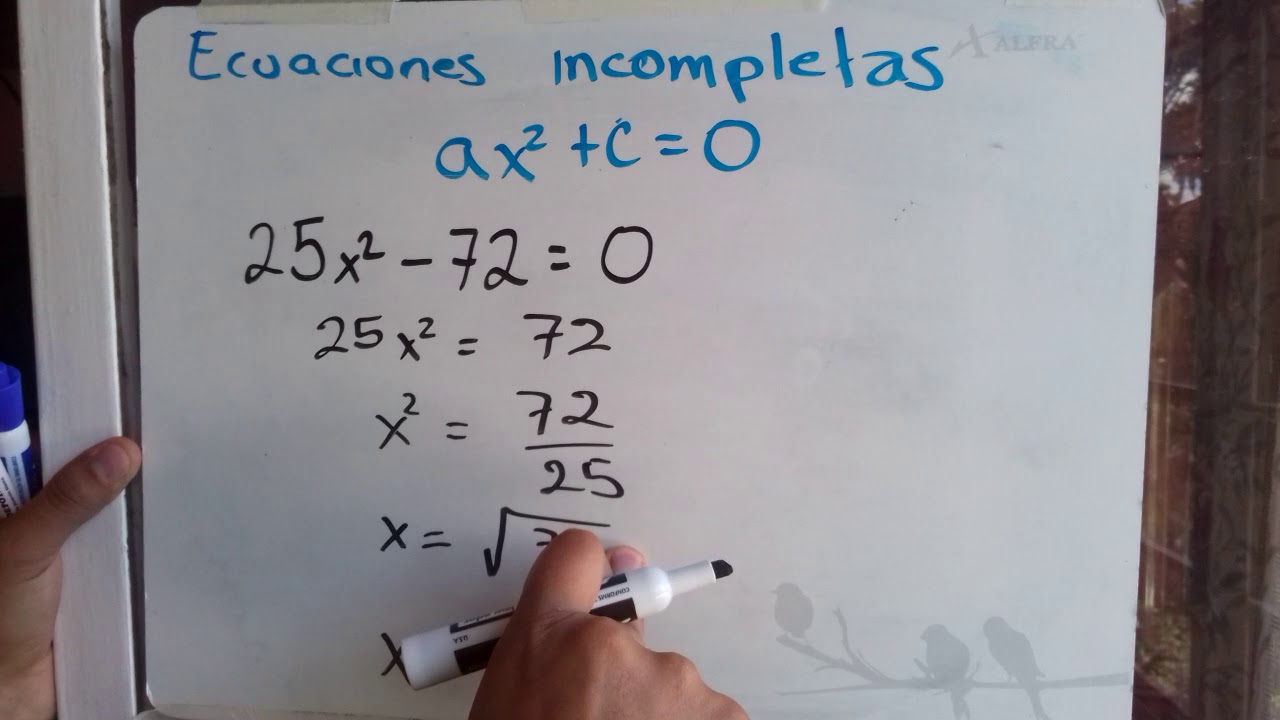 Resolución de ecuaciones cuadráticas de la forma ax^2 + c = 0 (fracción
