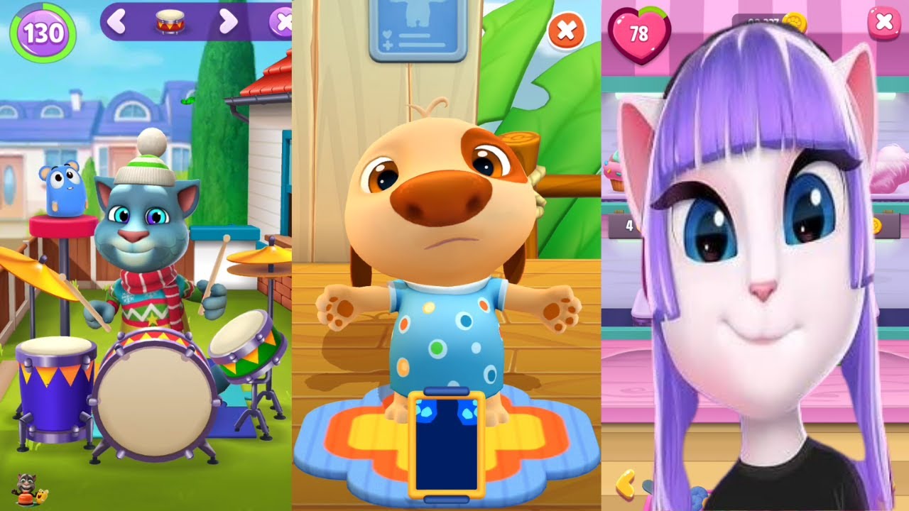 My Talking Tom 2 Jolly Outfit Vs My Talking Hank Iceland Vs My Talking Angela 2 Pink Outfit