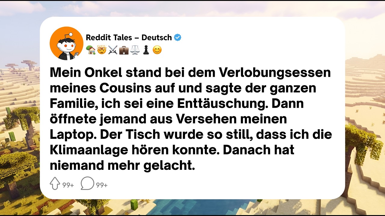 Mein Onkel stand mitten im Verlobungsessen seines eigenen Sohnes auf, hob sein Glas und sagte vor der versammelten Familie, ich sei eine Enttäuschung, jemand, der seinen Platz im Leben nie finden...