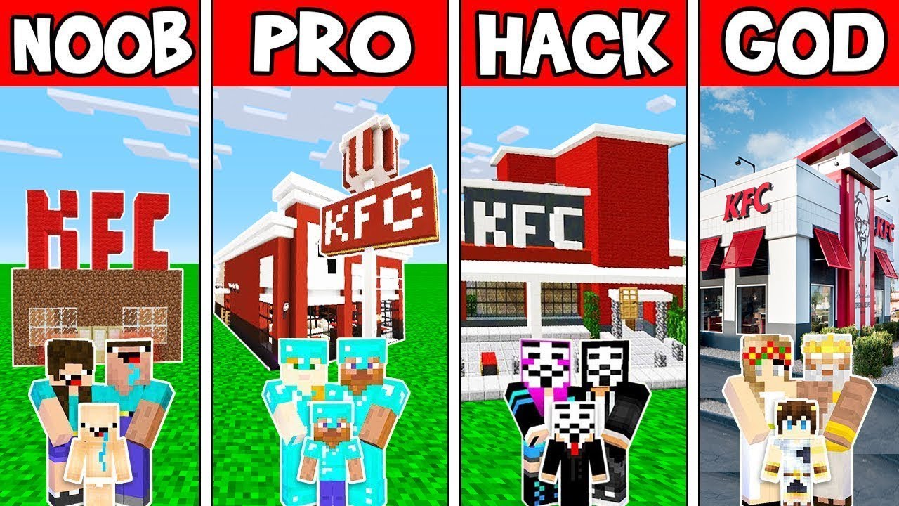 God hacks. KFC В майнкрафт. KFC майнкрафт постройка. Майнкрафт KFC кофе. NOOB Pro Hacker God.