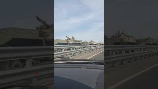 Колонны военной техники сняли на видео на  дороге через Ахтубу