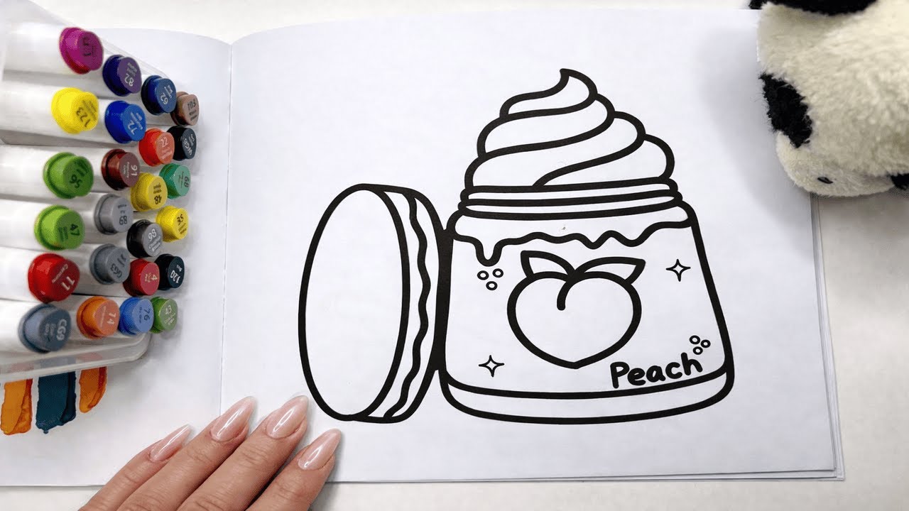 Relaxing ASMR Coloring 🎨 Peach Cream Jar | Satisfying Sounds | No Talking