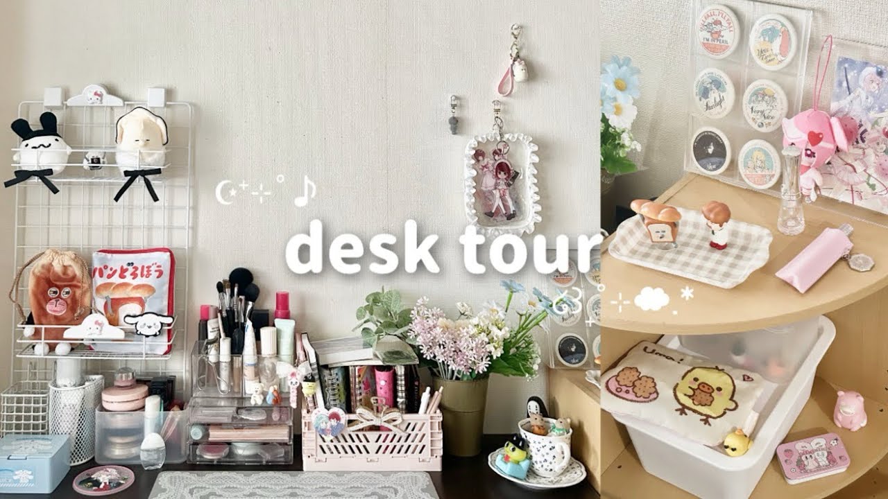 【desk tour】 多趣味オタクはじめてのデスクツアー🧏🏻♀️🍒🎶┊かわいいものでいっぱいにしたい ┊デスク周り紹介,お気に入りのノート ...