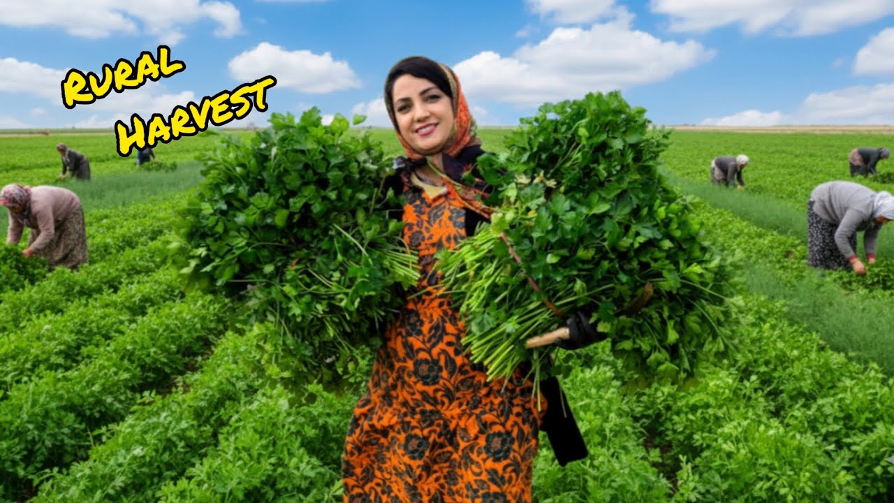 Harvesting 50kg Greens for Rural Home Cooking