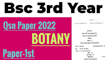 Bsc 3rd Year Botany Paper 1st 2022 Question Paper In Hindi (वनस्पतिशास्त्र Paper1st) @botanyadda