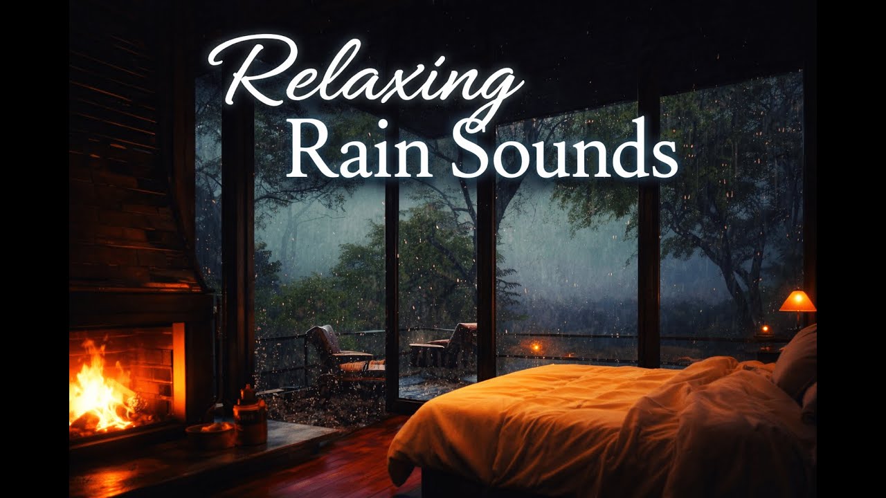 Deep Rain Sounds for Sleep 🌧️ Cozy Fireplace Night (1 Hour)