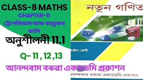 Class 8th Math Cht-11 ex11.1 q11,12,13 Anondaram borooah academy prakashan @mathsdhamalinassamese