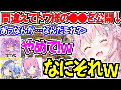 間違えてトワ様の恥ずかしいアレを公開してしまう博衣こよりw【ホロライブ切り抜き/博衣こより/常闇トワ/兎田ぺこら/姫森ルーナ】