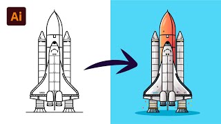 Adobe Illustrator Tutorial: How to draw a Rocket Vector (HD)