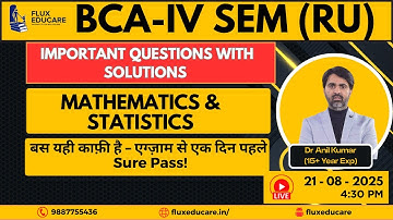 BCA 4th Semester - Mathematics & Statistics | Important Questions  | Dr. Anil Kumar | Fluxeducare