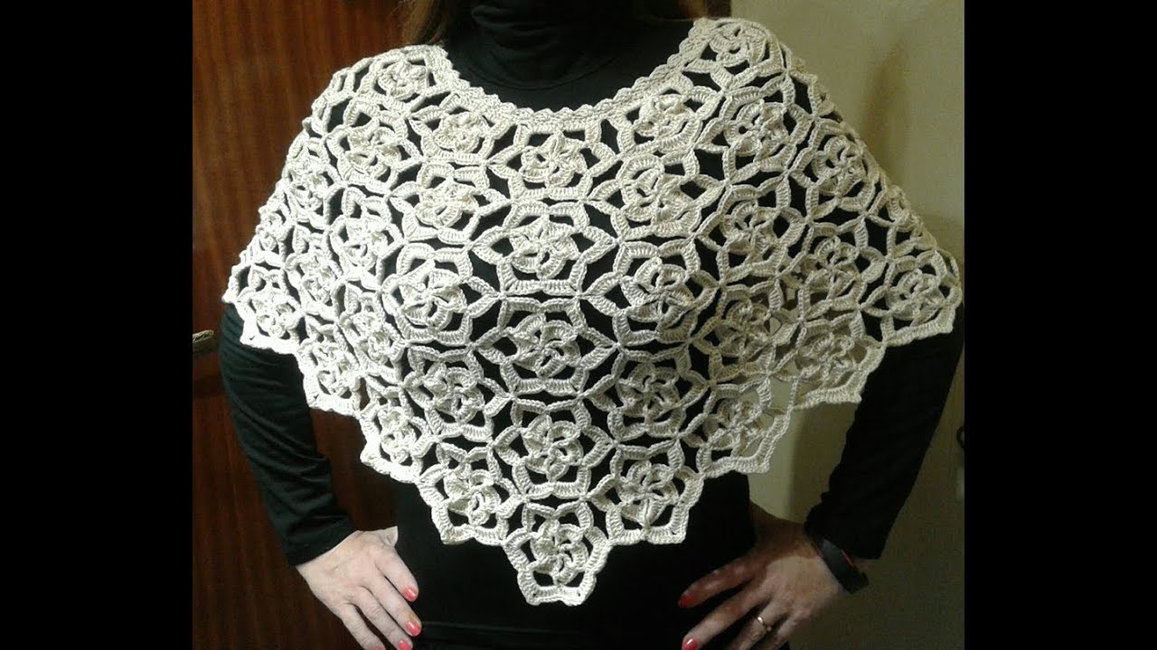 tutorial crochet  poncho capa navidades (with subtittles in several lenguage)
