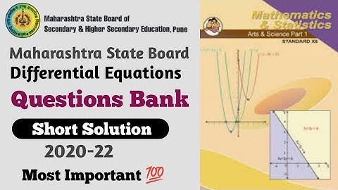 Question Bank Solution Maharashtra State Board HSC Maths-2 Differential Equation.