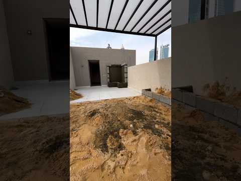 شوف كيف كان السطح وكيف صار بعد تصميم شلال وجلسه قبل وبعد الرياض تنسيق حدائق منزليه مظلات جده احواض