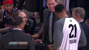 Tim Duncan joking around with Steve Kerr